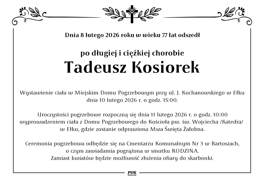 Tadeusz Kosiorek - nekrolog